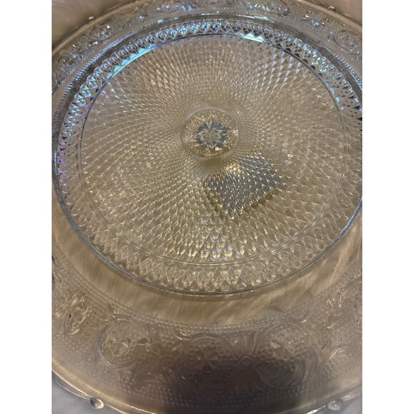 12" Crystal Clear Trellis Glass Platter/Charger Round Decorative Plate NWOB - Picture 8 of 10